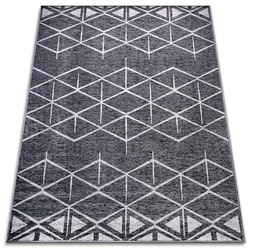 Covor living geometric modern gri, potrivit pentru decoruri minimaliste si moderne