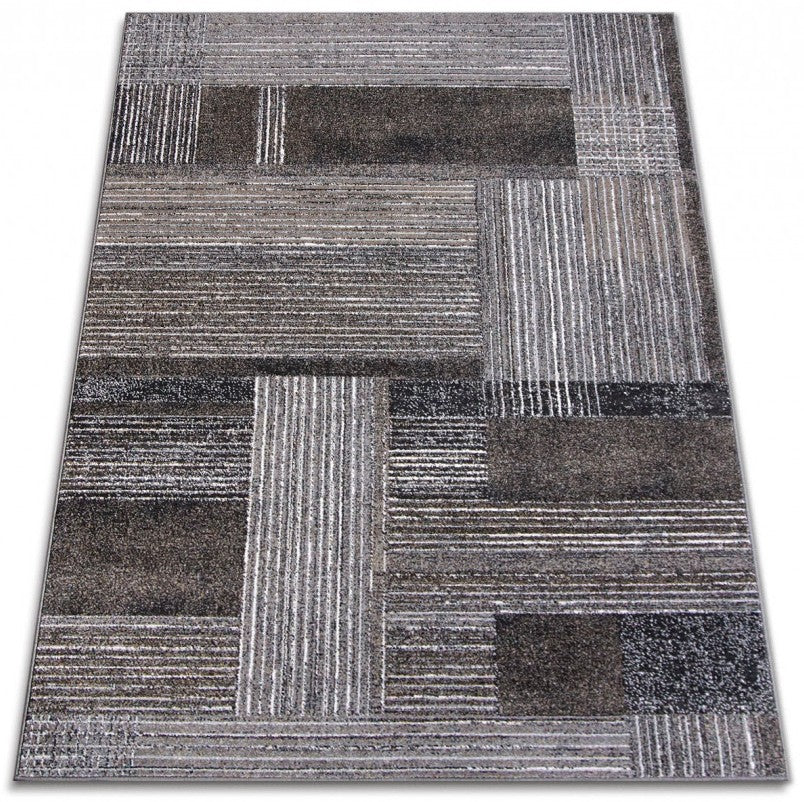 Covor living gri cu design modern geometric si textura confortabila pentru interior elegant