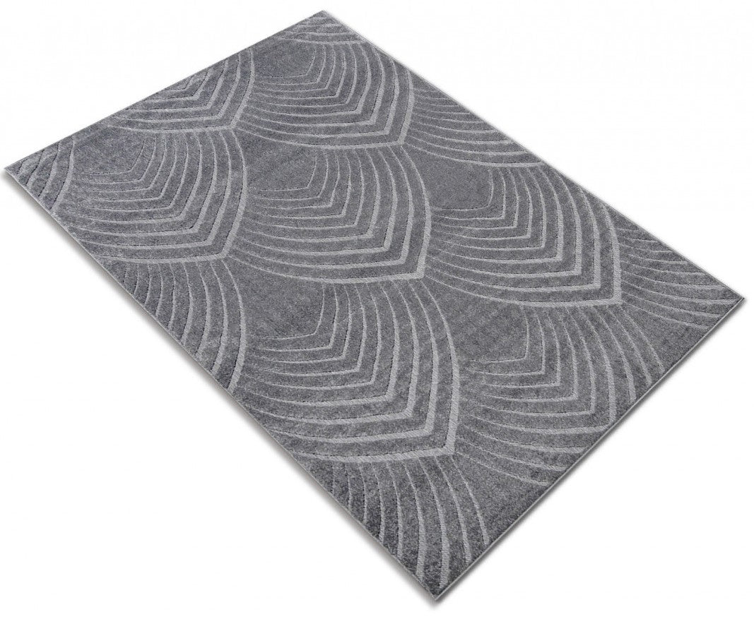 Covor living gri geometric modern usor de asortat