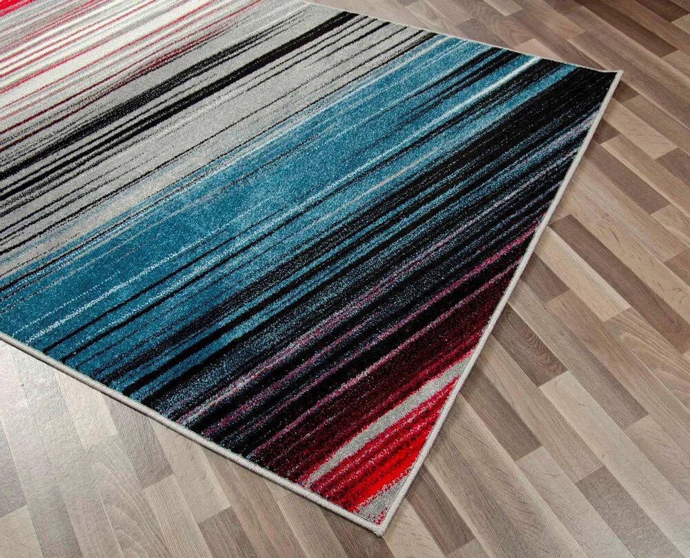 covor living modern abstract cu linii colorate potrivit pentru amenajare eleganta si moderna