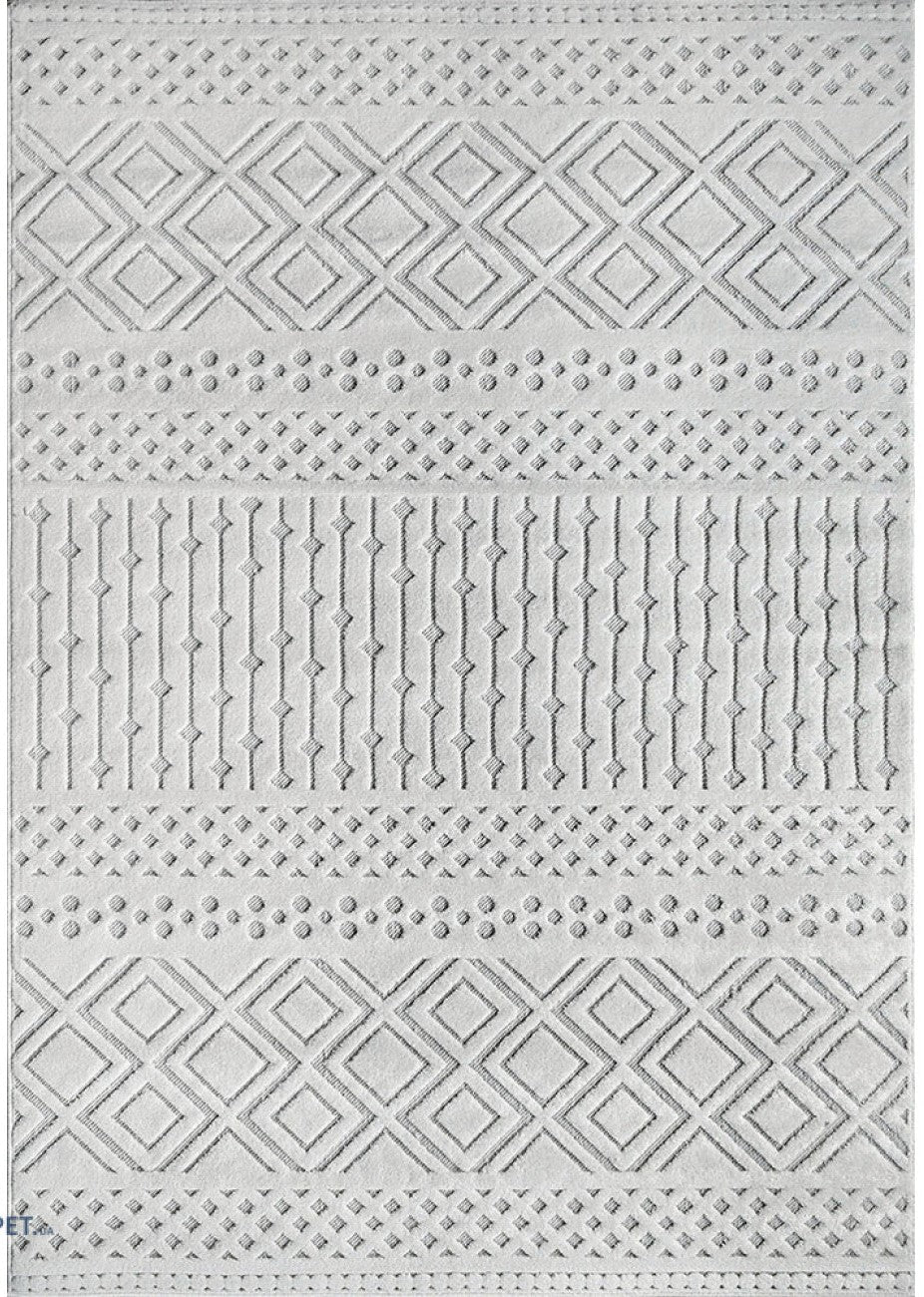 Covor living modern alb cu model geometric