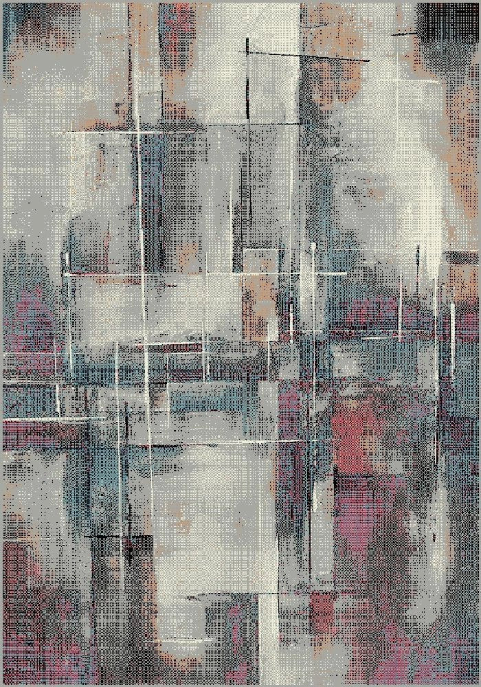 Covor living modern gri cu design abstract, ideal pentru amenajari elegante si contemporane