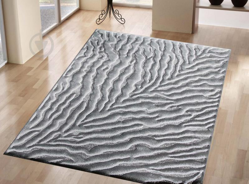 Covor living modern gri cu model abstract potrivit pentru sufragerie
