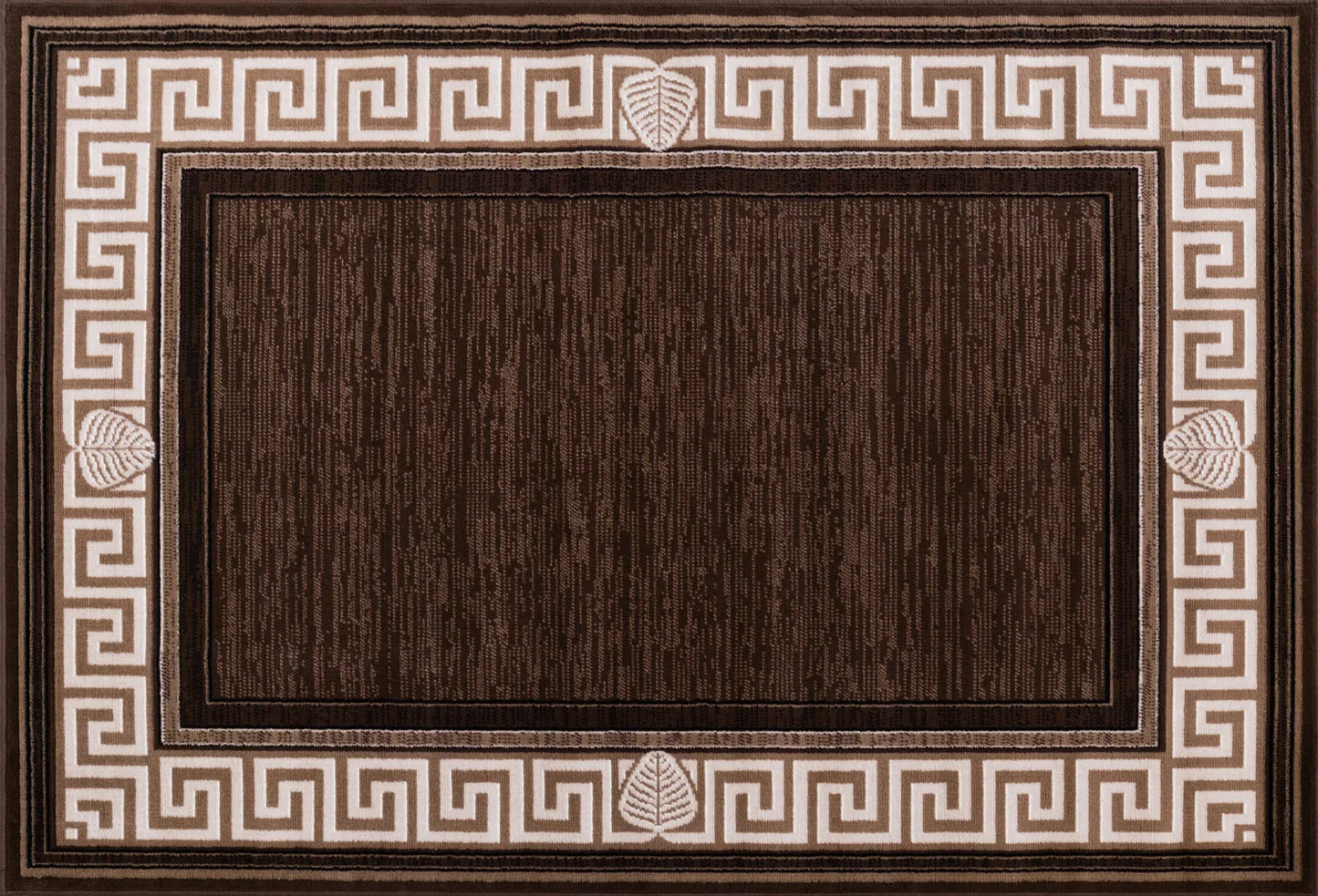 covor maro modern cu chenar geometric vedere de sus