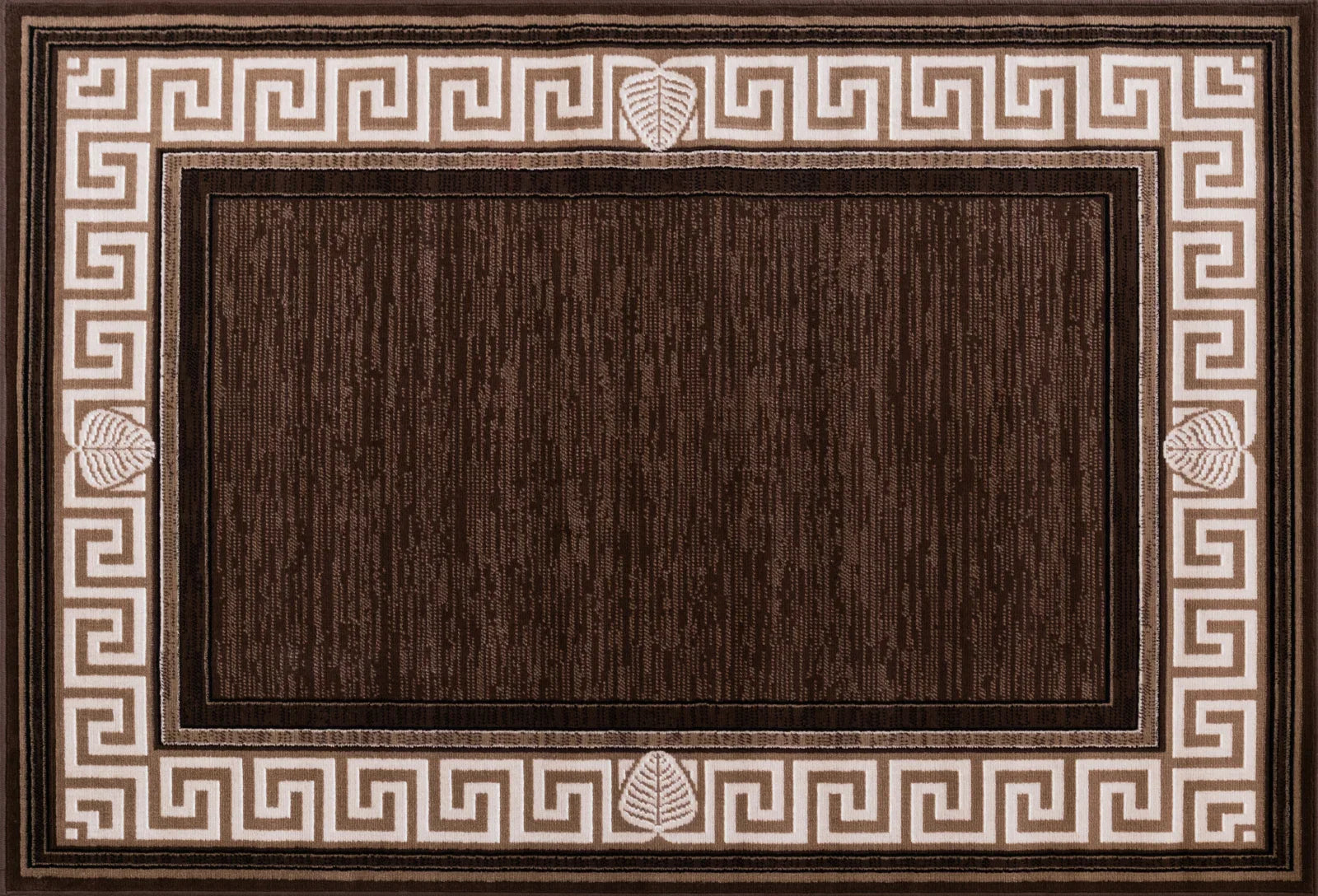covor maro modern cu chenar geometric vedere de sus