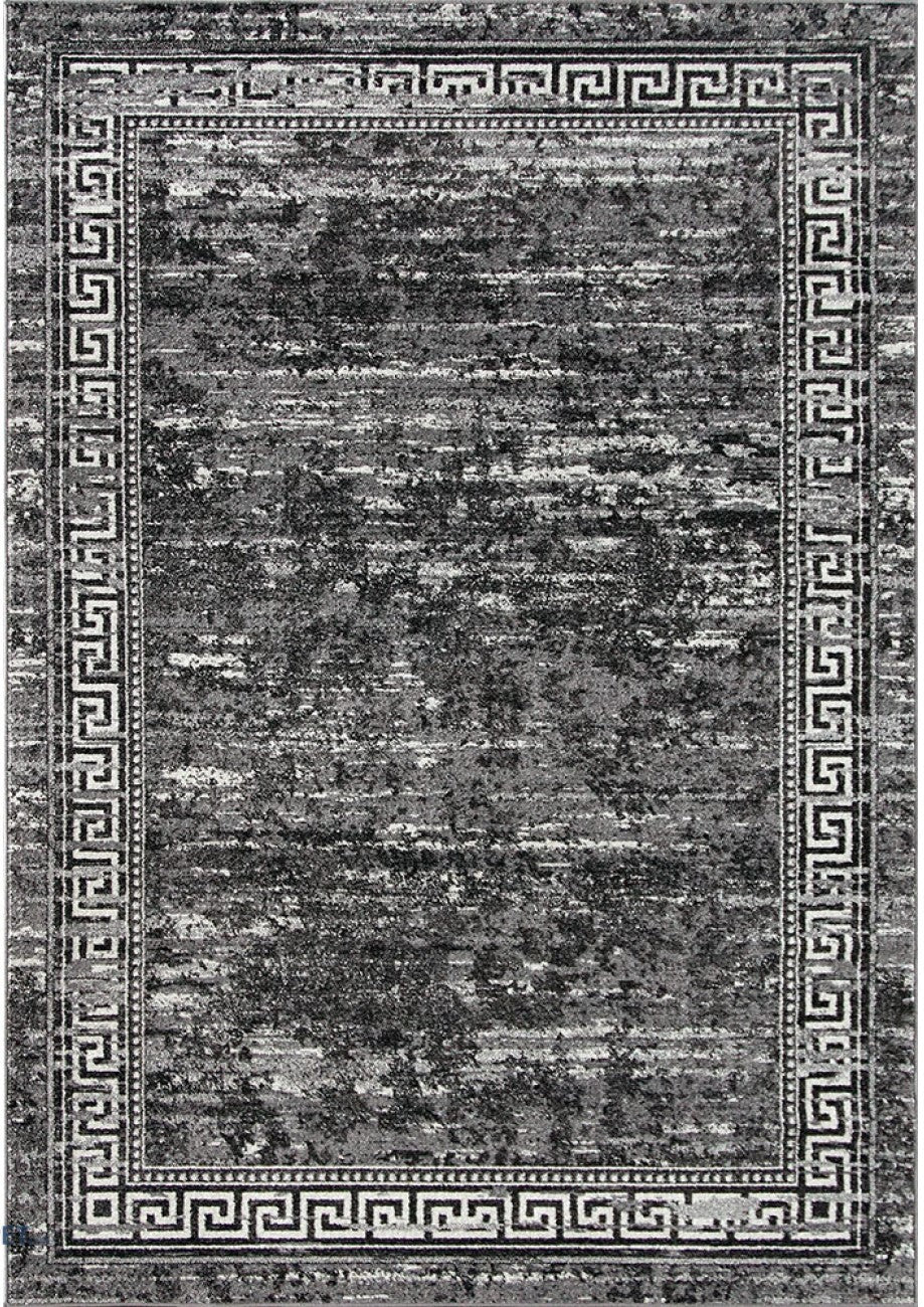 Covor modern abstract gri închis, potrivit pentru living și dormitor