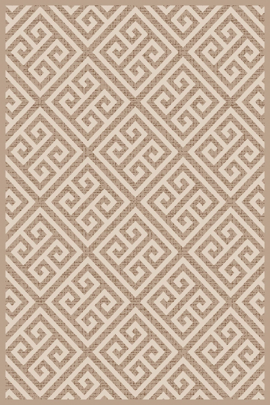 Covor modern bej crem cu model geometric pentru living si dormitor