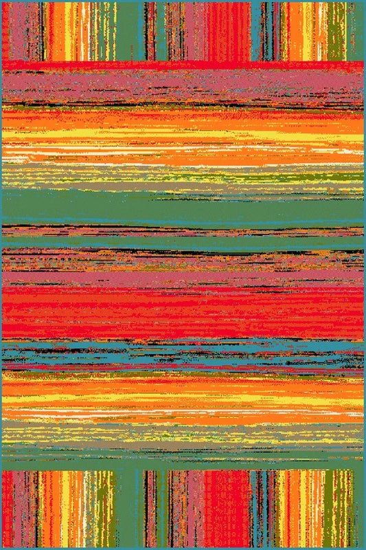 Covor modern multicolor cu dungi decorative, ideal pentru living, dormitor sau camera moderna