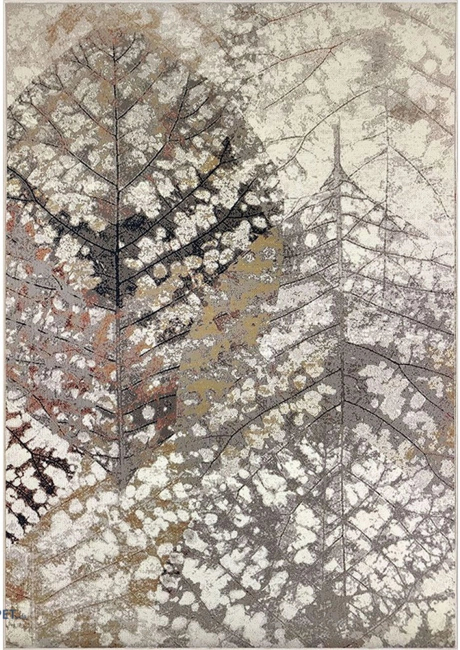 Covor modern crem bej cu model abstract si textura fina, potrivit pentru living sau dormitor