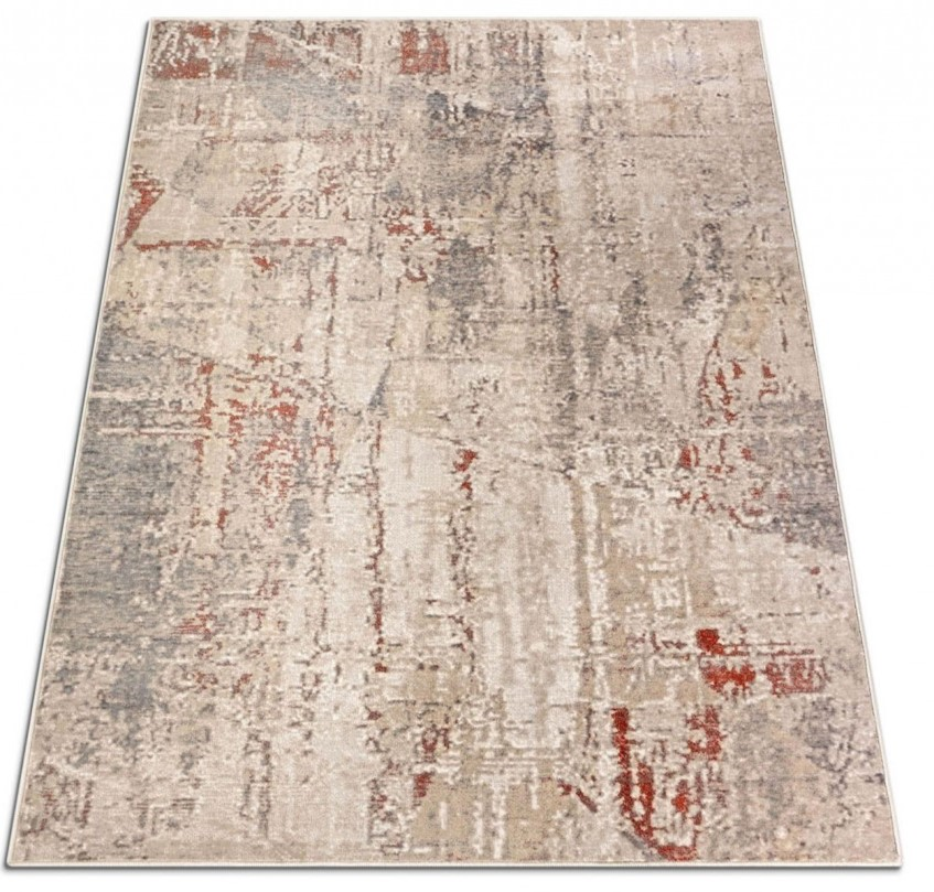 Covor modern crem bej cu model abstract si textura fina, potrivit pentru living sau dormitor