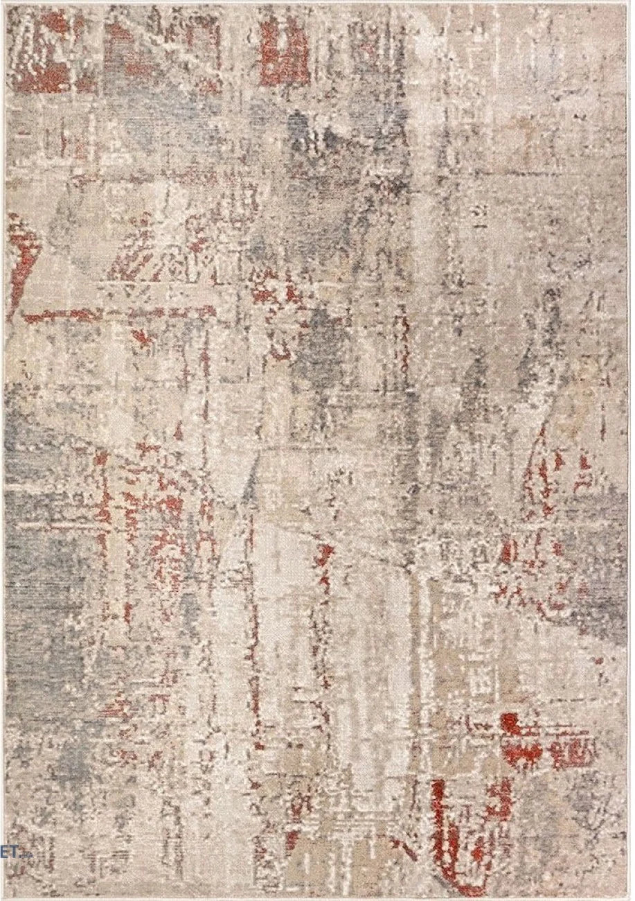 Covor modern crem bej cu model abstract si textura fina, potrivit pentru living sau dormitor