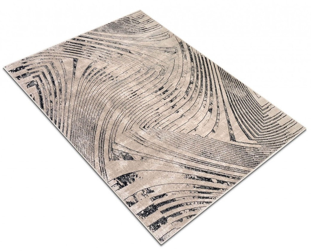 Covor modern crem gri cu textura densa si finisaj premium, ideal pentru utilizare zilnica