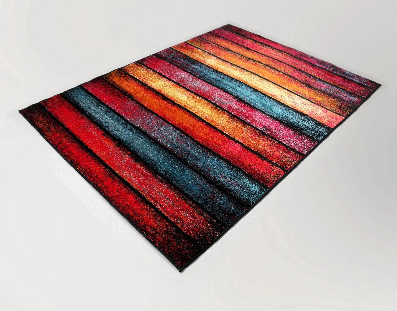 Covor modern cu dungi colorate, covor pentru living si dormitor, design vibrant si elegant