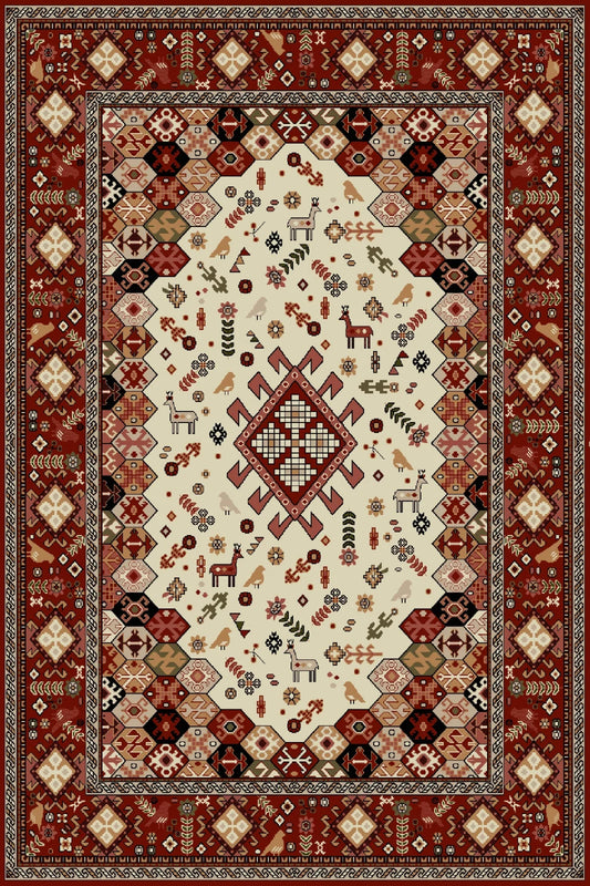 Covor modern cu model geometric etnic, potrivit pentru living sau dormitor