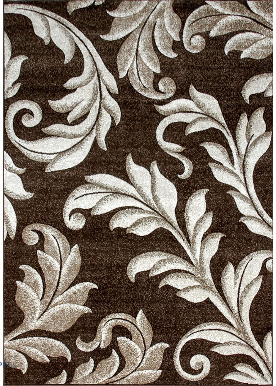 covor modern floral maro bej cu design elegant