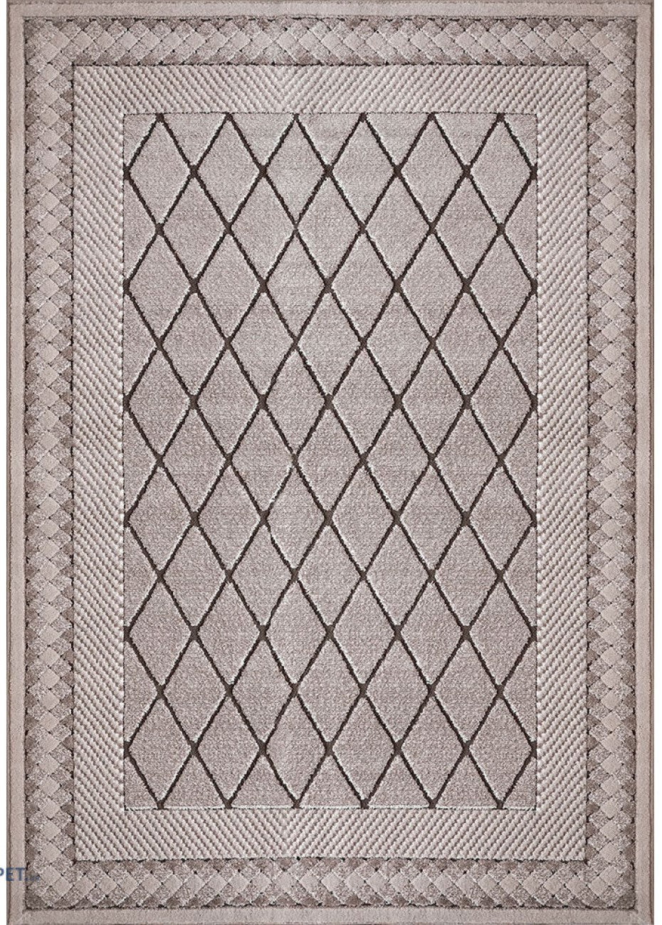 Covor modern geometric bej maro, design contemporan pentru living și dormitor