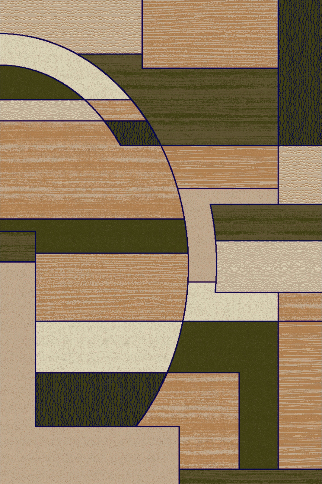 Covor modern geometric, culori bej și verde