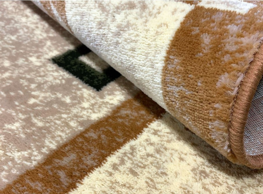 Grosime covor modern geometric crem bej, material confortabil si rezistent