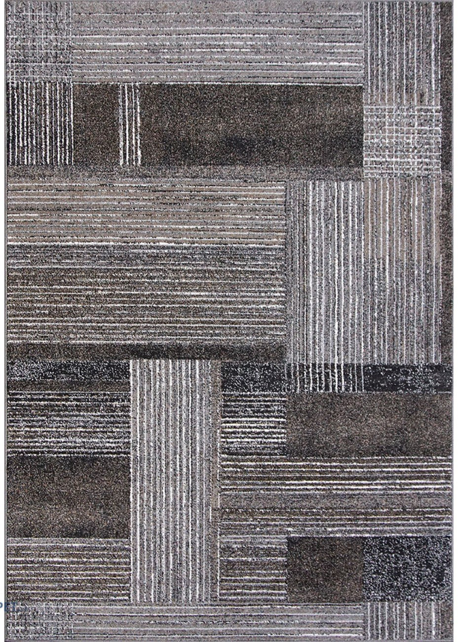 Covor modern geometric gri pentru living, cu design abstract si aspect premium