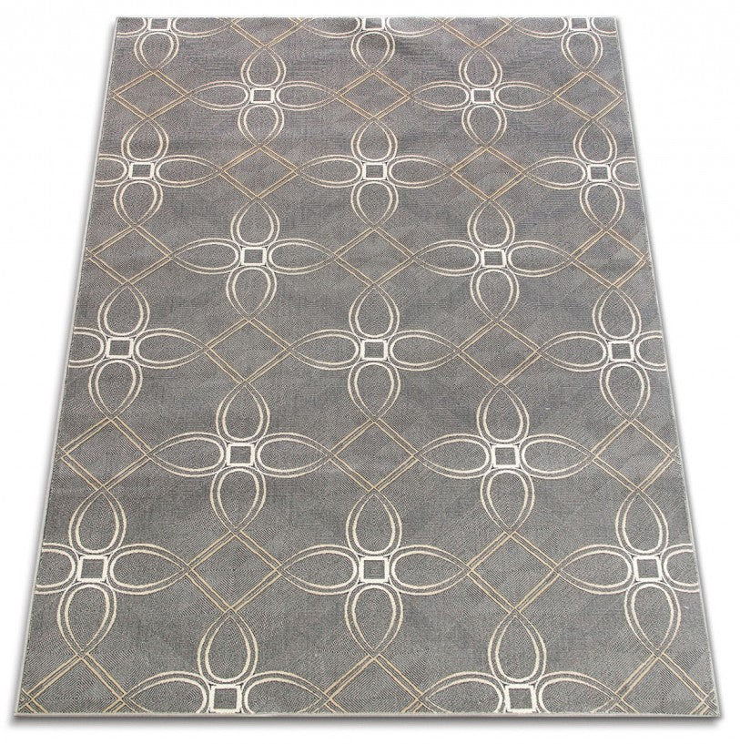 Covor modern gri bej stil geometric minimalist cu aspect rafinat si decorativ