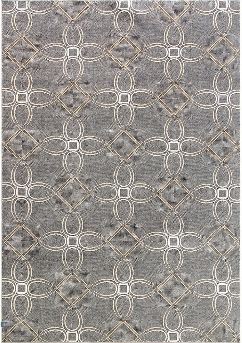 Covor modern gri bej cu model geometric si design contemporan, potrivit pentru living sau dormitor