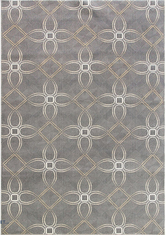 Covor modern gri bej cu model geometric si design contemporan, potrivit pentru living sau dormitor
