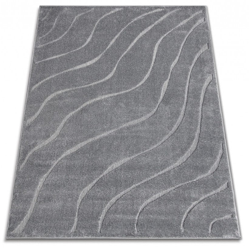Covor modern gri pentru living cu model abstract