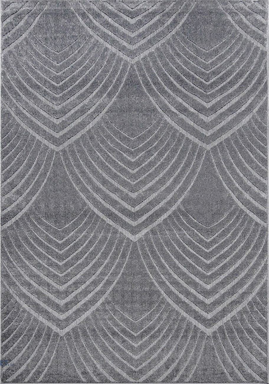 Covor modern gri pentru living cu model geometric discret
