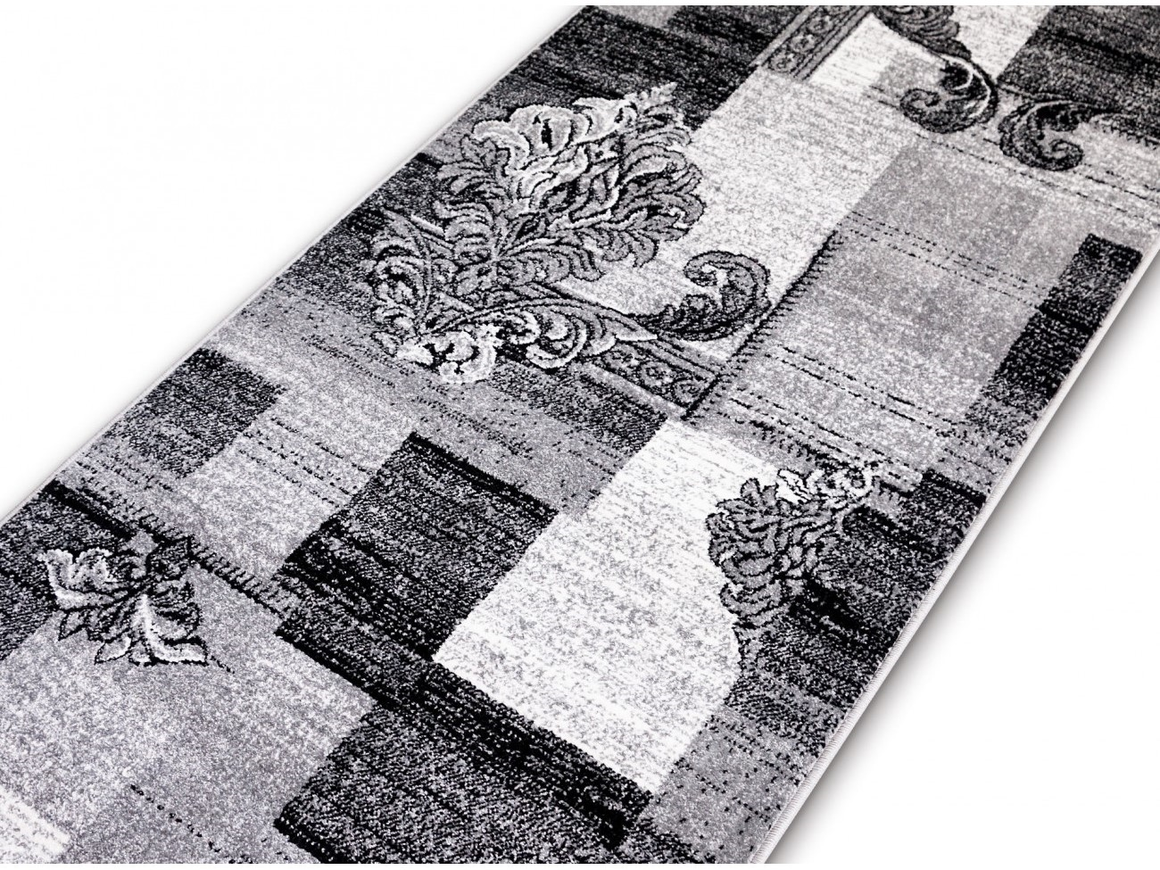 Covor modern gri patchwork cu design elegant pentru dormitor sau living