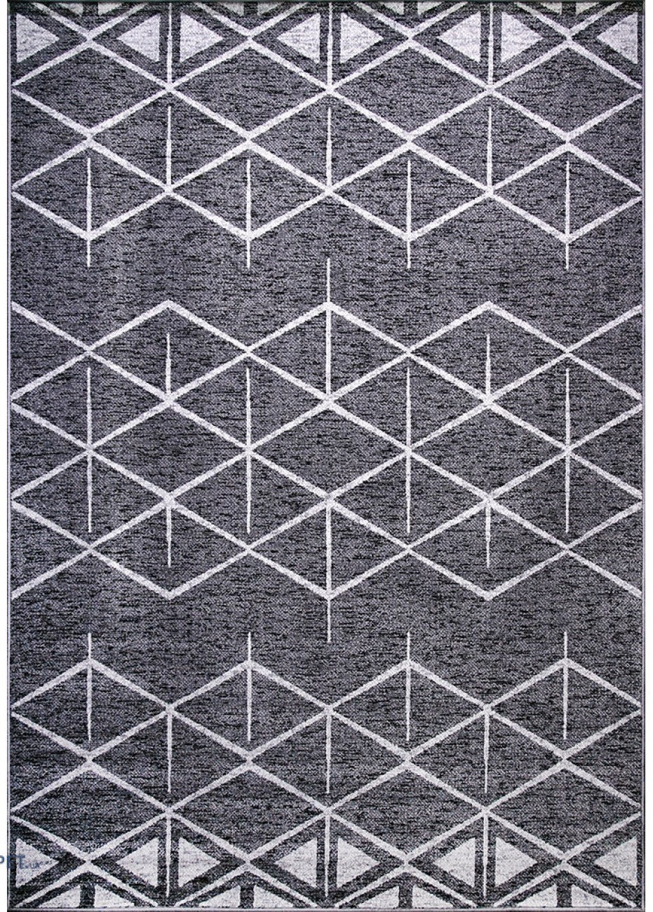 Covor modern gri pentru living elegant, cu design geometric si aspect premium