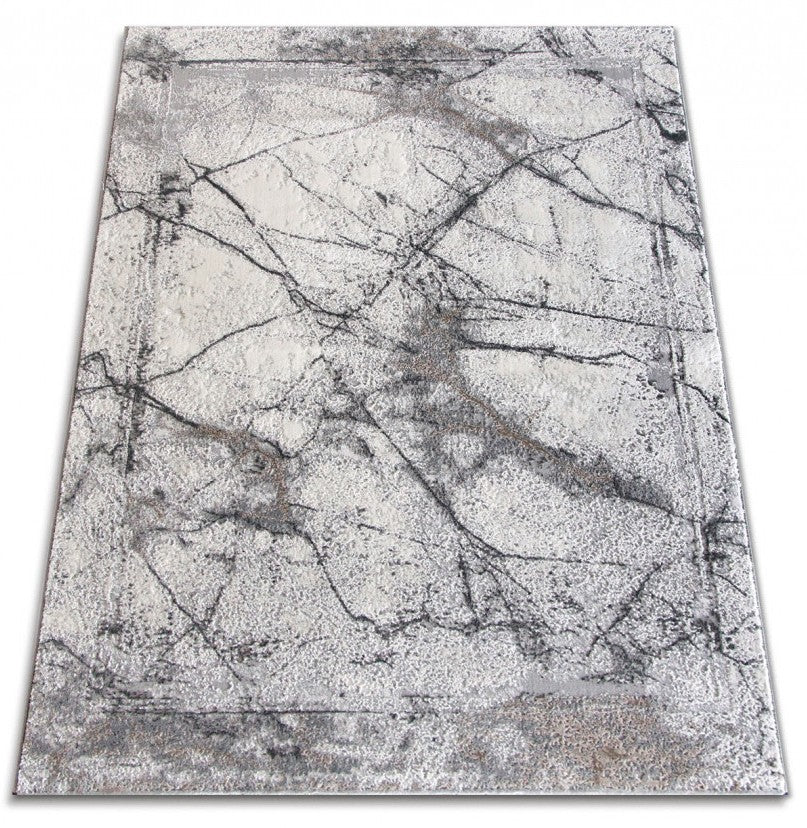 Covor gri modern vedere de sus, model marmorat abstract in nuante de gri si alb
