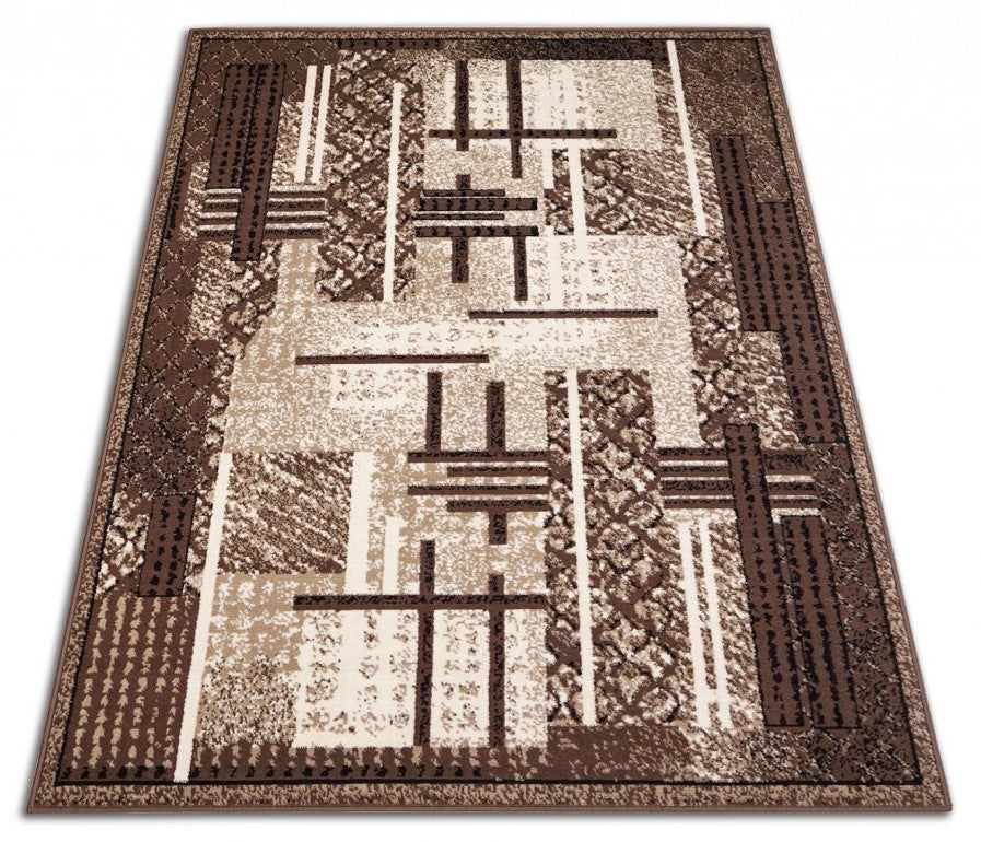 covor-modern-maro-bej-geometric-vedere-de-sus
