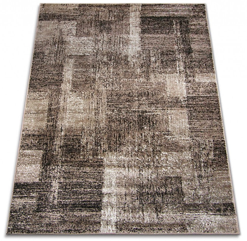 Covor dreptunghiular modern maro, design contemporan, material rezistent si usor de intretinut