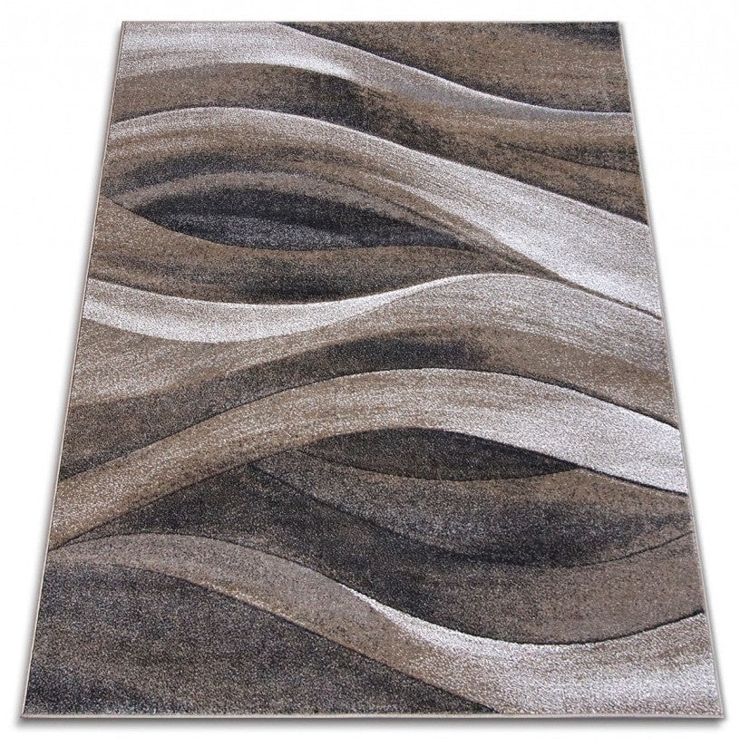 Covor modern maro pentru living elegant, cu design abstract si aspect premium