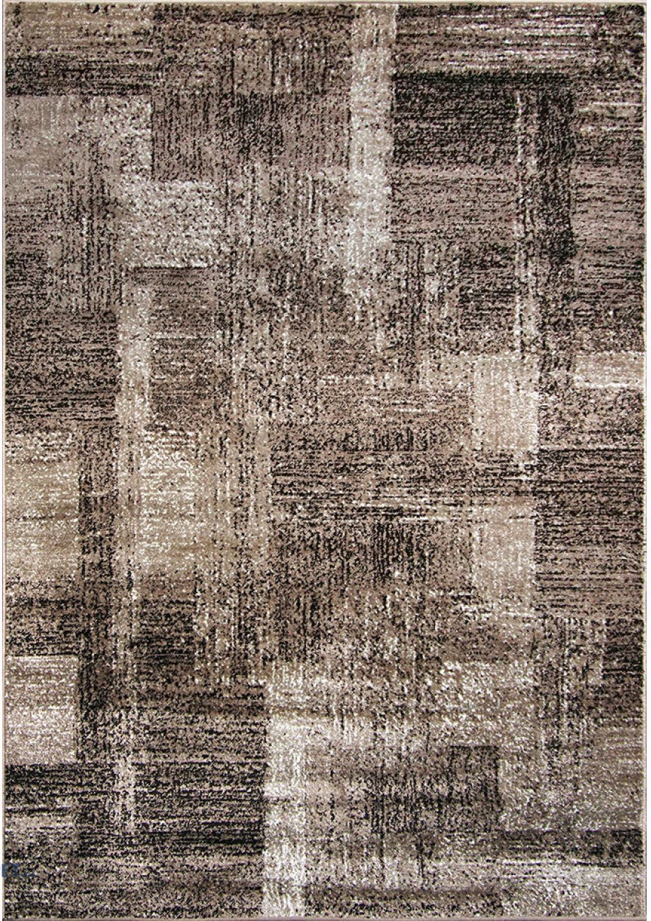 Covor modern maro vedere de sus, model geometric abstract, forma dreptunghiulara pentru living sau dormitor