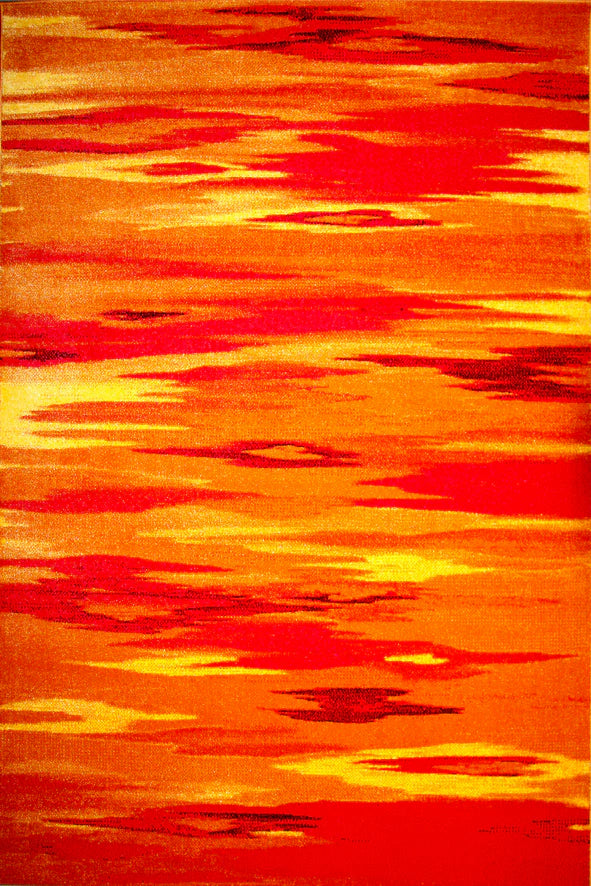 Covor modern portocaliu pentru living elegant, cu model abstract si culori vibrante