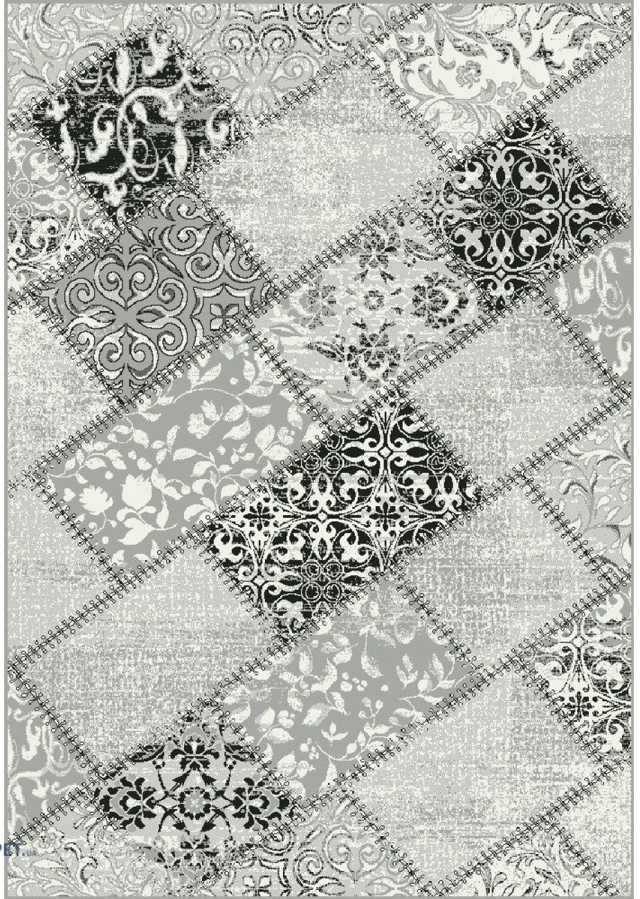 Covor patchwork gri negru model geometric modern pentru living sau hol