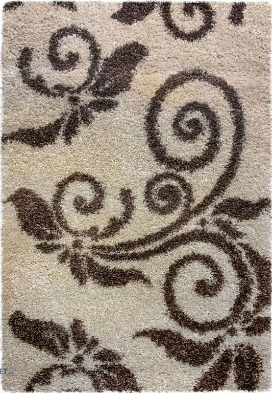 covor pufos crem maro model floral covor living modern moale si confortabil pentru dormitor
