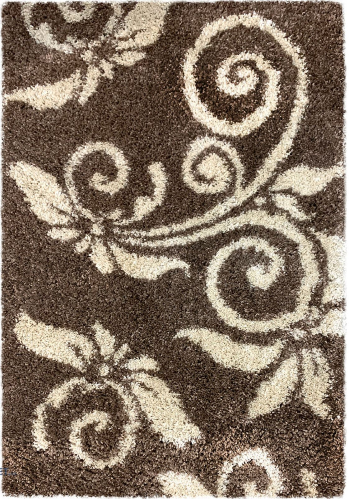 covor pufos maro model floral covor living modern moale si confortabil pentru dormitor