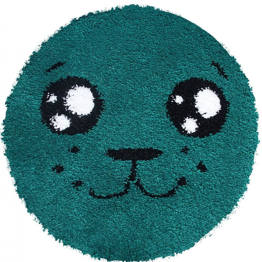 Covor rotund copii model foca verde, covor pufos pentru camera copilului