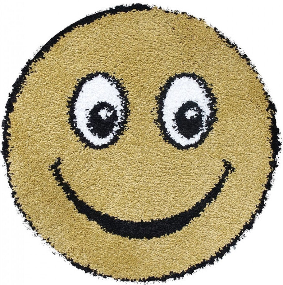 covor rotund copii galben smile covor pufos pentru camera copilului vesel si confortabil