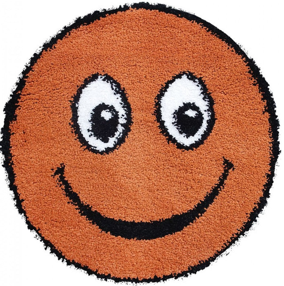 covor rotund copii portocaliu smile covor pufos modern pentru camera copilului