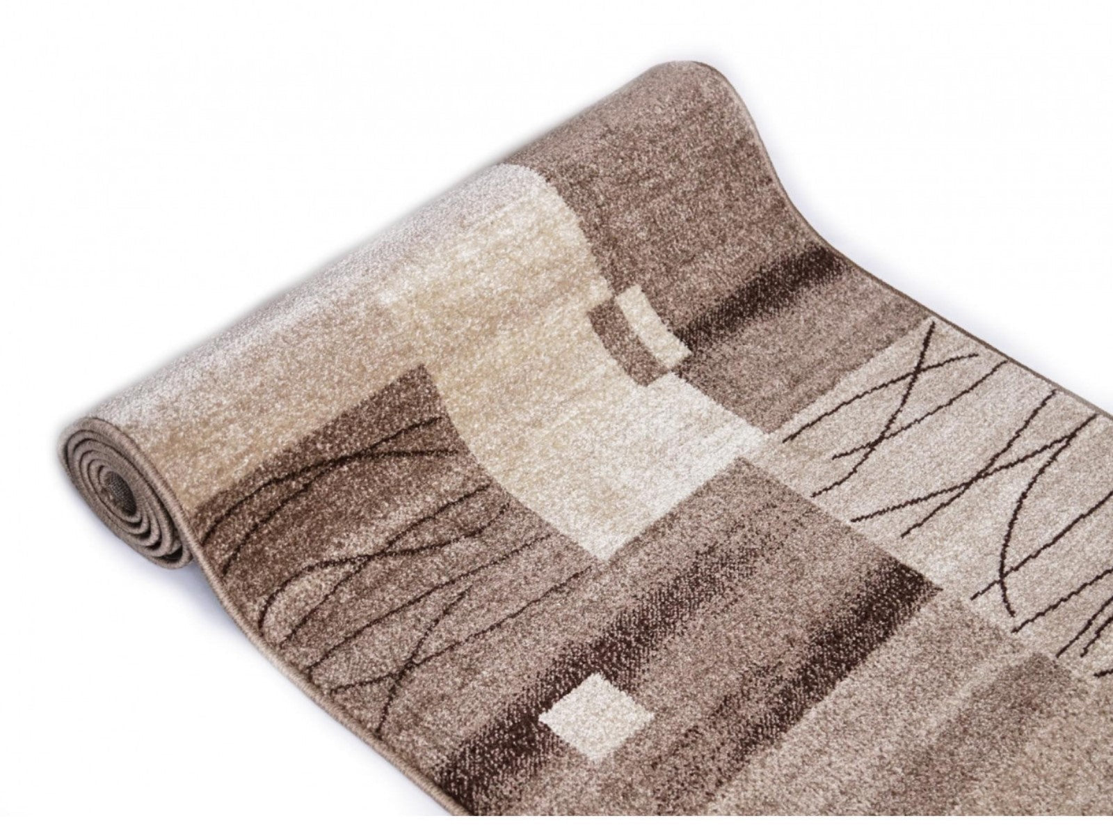 Covor traversa bej maro cu design contemporan pentru interior modern