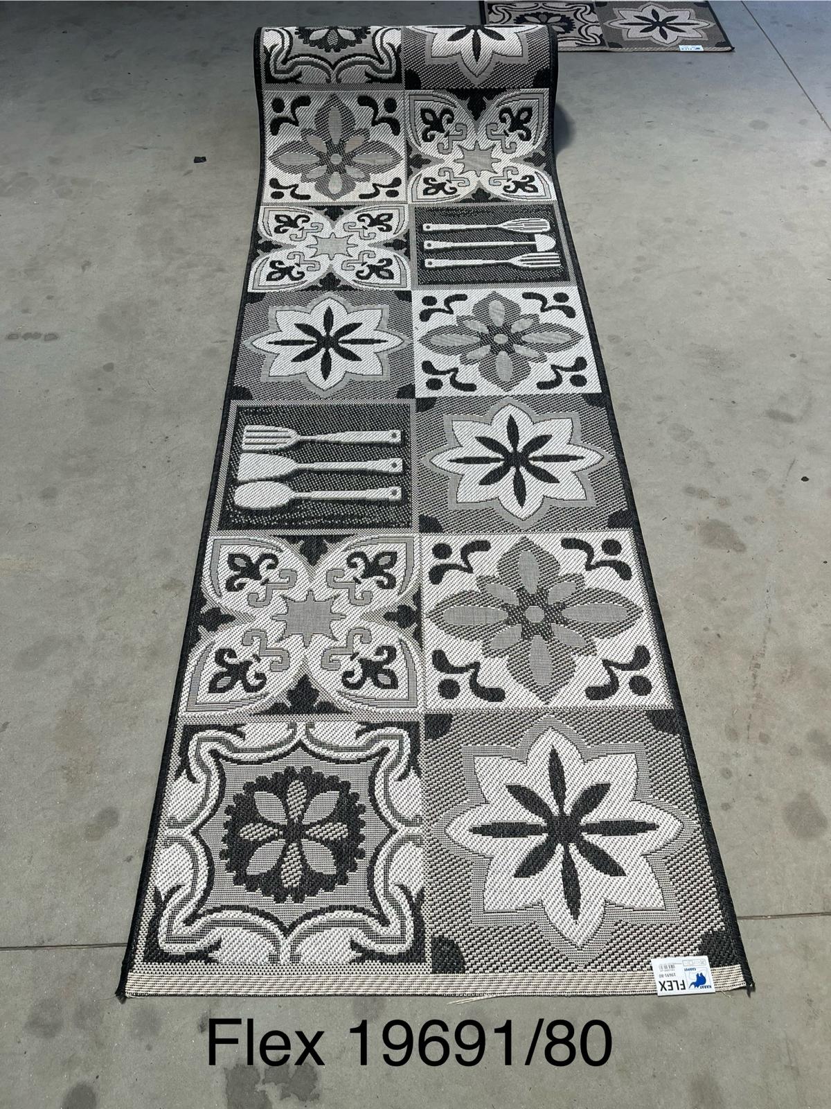 Covor traversa gri pentru bucatarie, design floral modern, ideala pentru protectia pardoselii