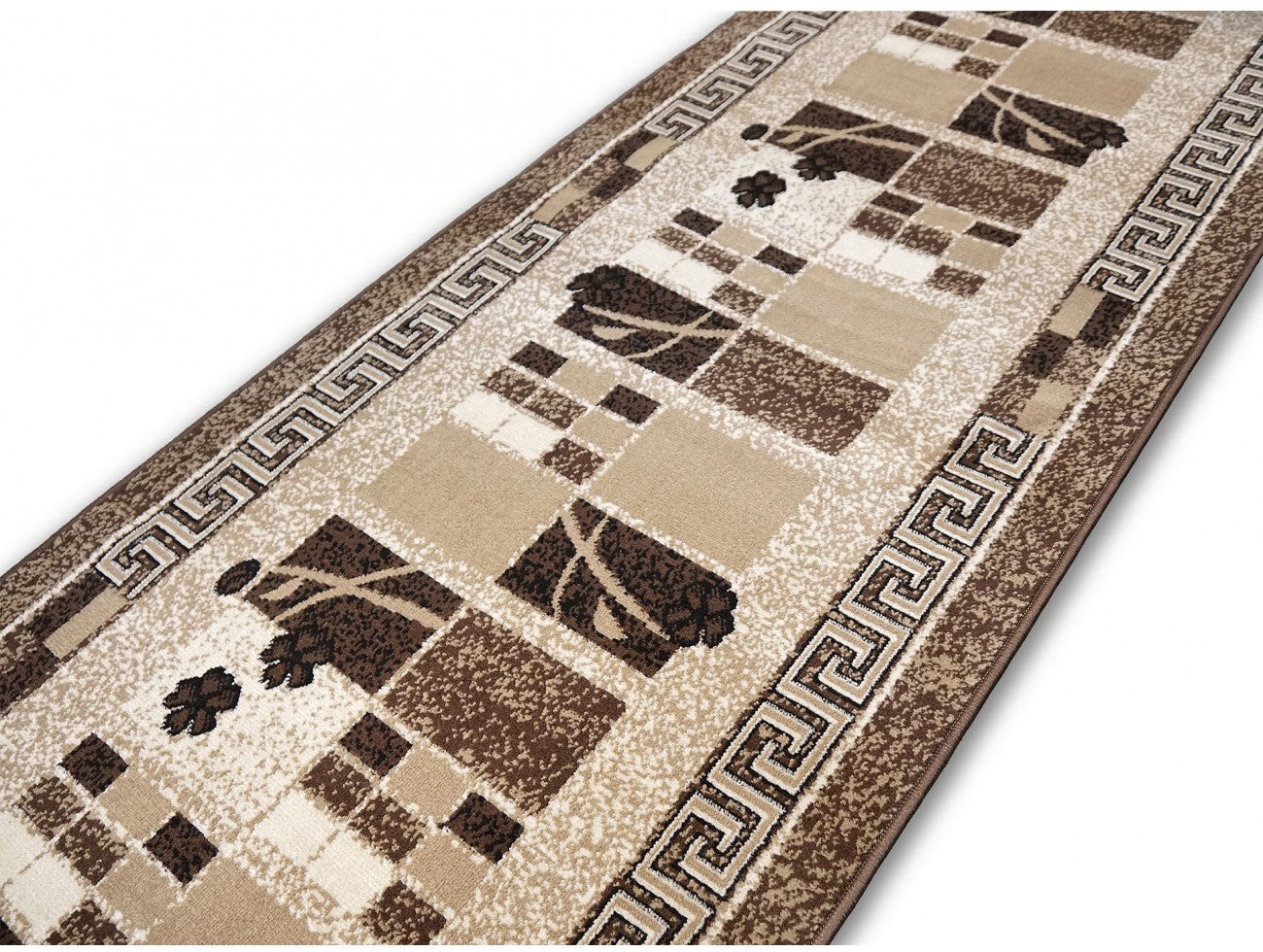 Covor traversa maro bej cu design contemporan pentru interior elegant