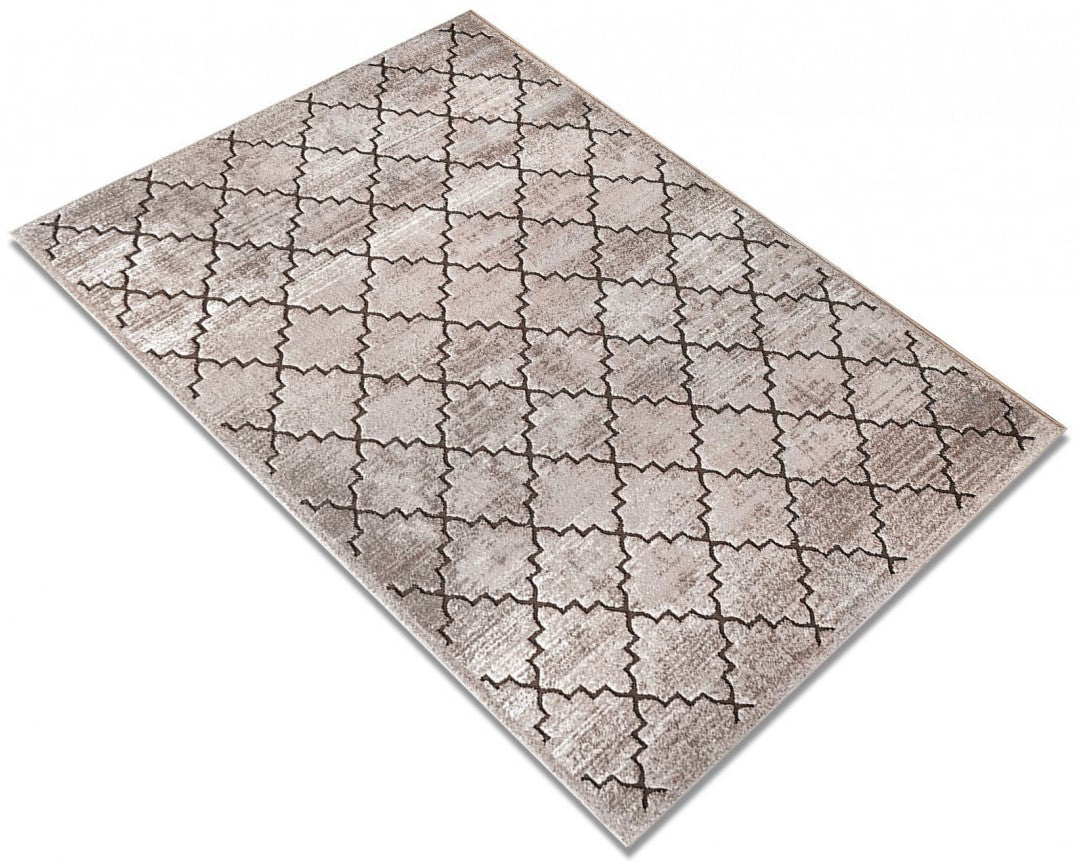 Detaliu material și grosime covor modern geometric crem maro