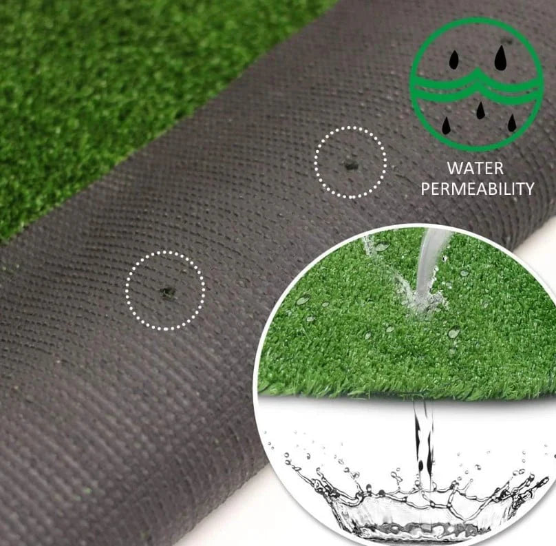 gazon artificial verde cu drenaj apa si permeabilitate pentru terasa gradina sau balcon
