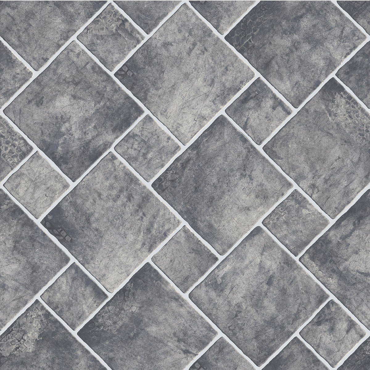 Detaliu linoleum gri inchis cu textura piatra, pardoseala rezistenta si eleganta