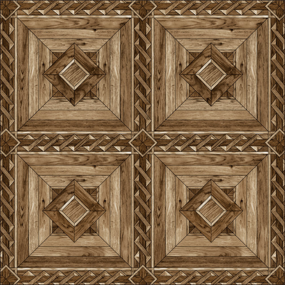Linoleum PVC maro cu model lemn clasic geometric, pardoseala eleganta si rezistenta pentru interior