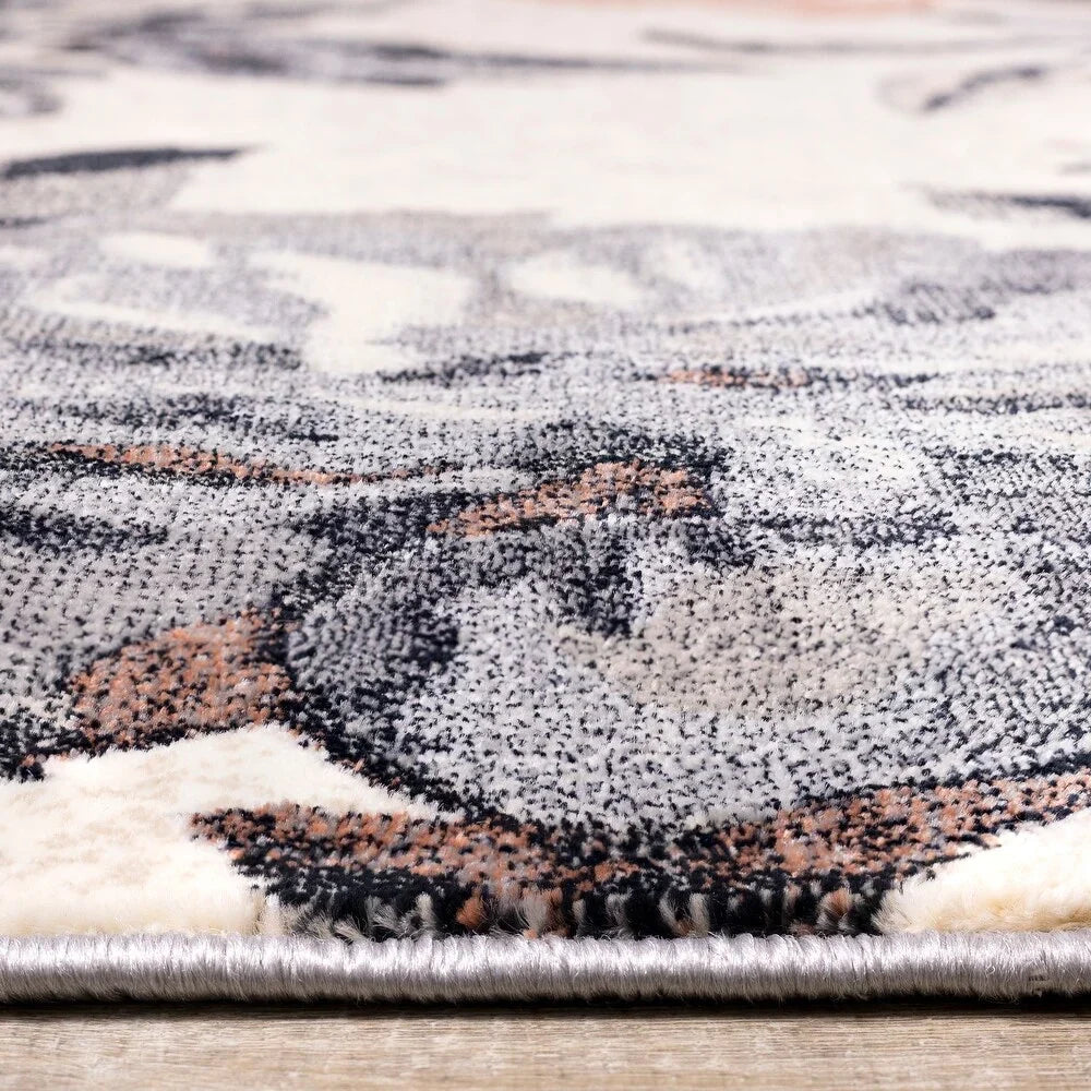 Margine si finisaj covor modern floral, cusaturi curate si material de calitate